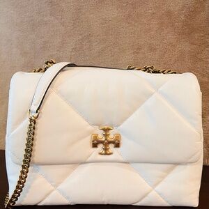 Tory Burch Kira Quilted Leather Shoulder Bag - Crisp White